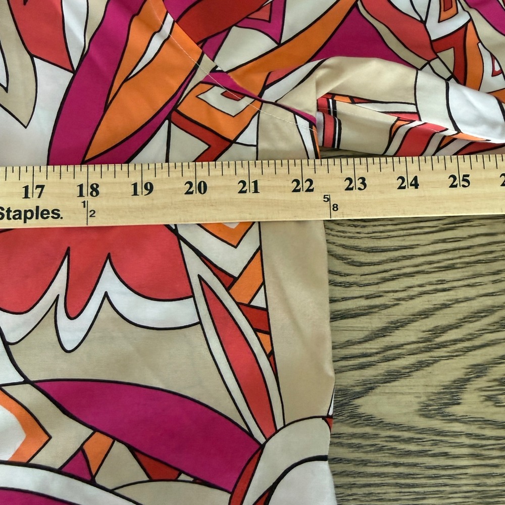 Chicos No-Iron Abstract Geometric Button Down Shirt Pink Orange 3/4 Sleeve 3 XL - Picture 8 of 12